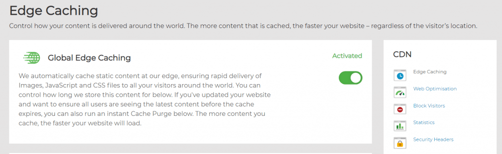 Activating CDN/Edge Caching