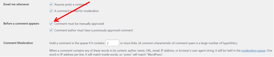 comment moderation in wordpress