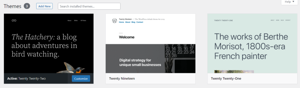 install a wordpress theme