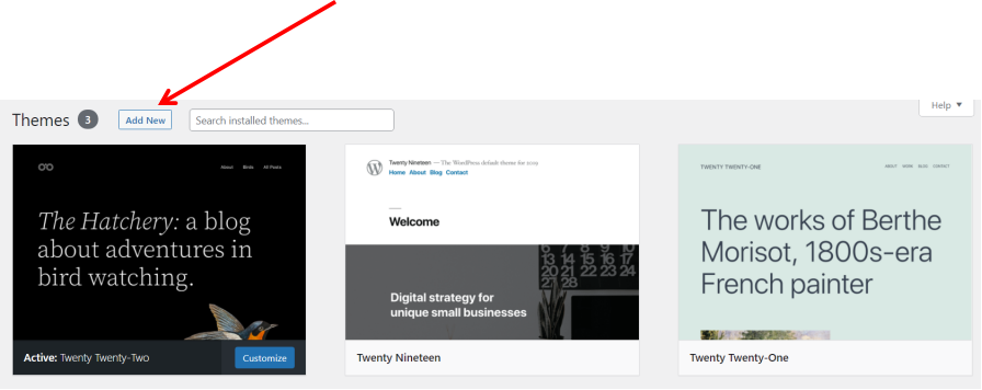 install a wordpress theme