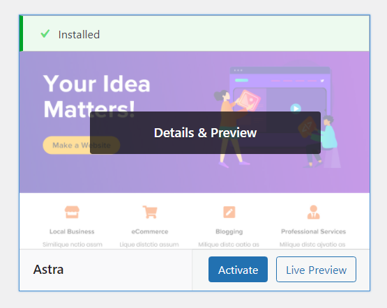 Activate a WordPress theme