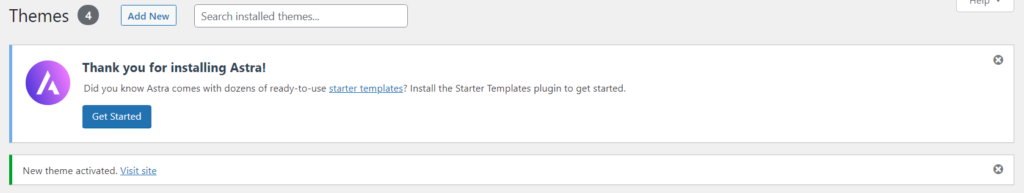astra starter templates